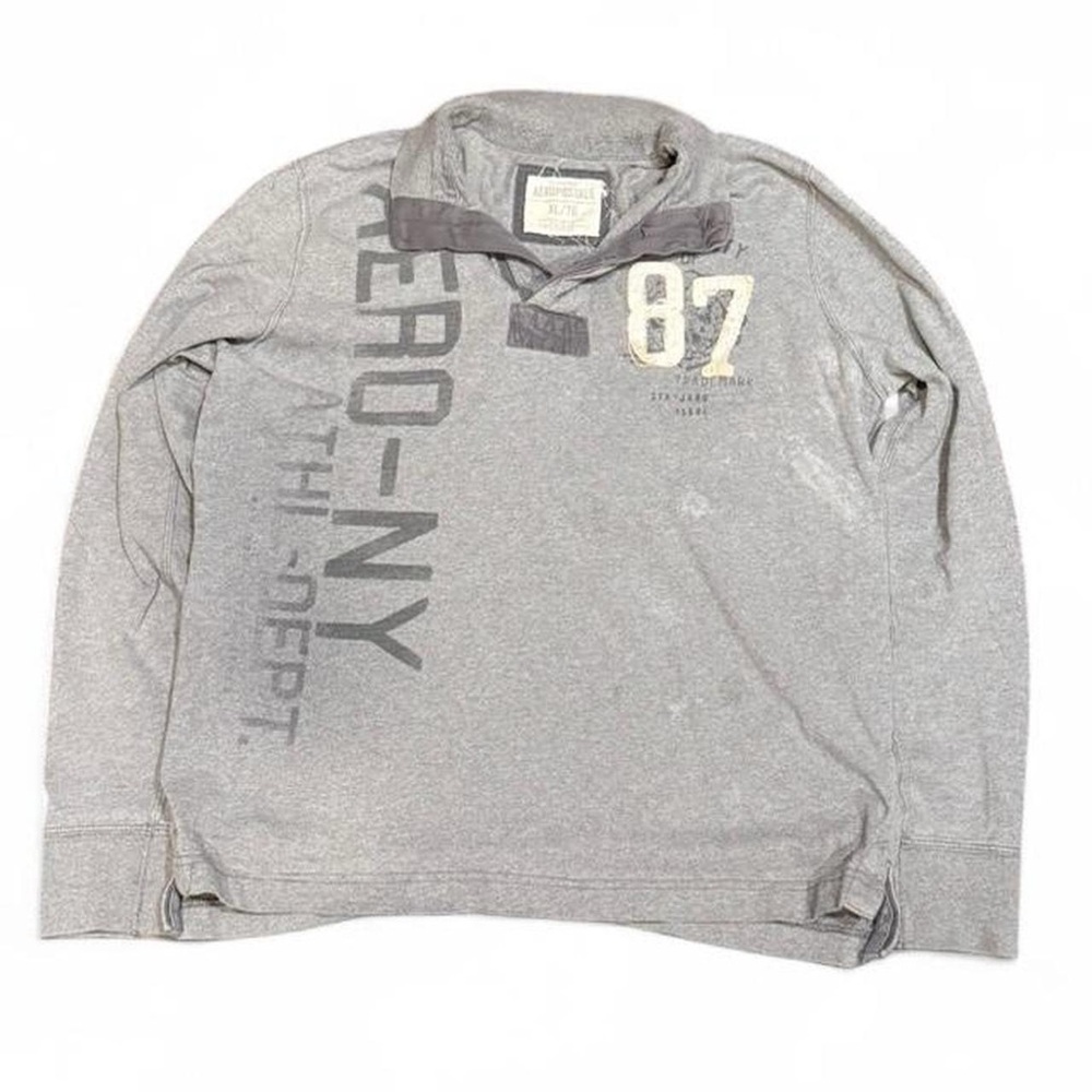 Y2K Aeropostale Distressed Grunge Longsleeve Polo Shirt